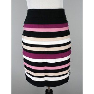 WHITE HOUSE BLACK MARKET Striped Tier Cotton Skirt